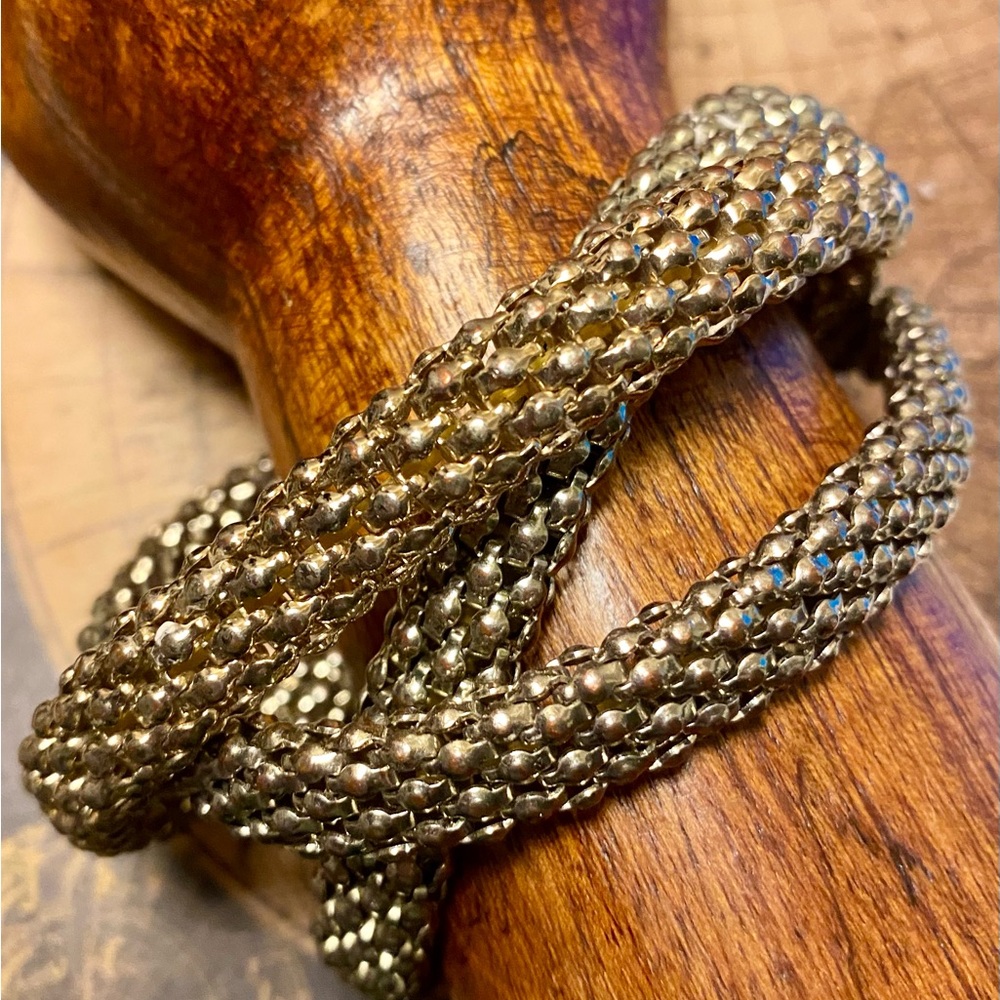 Elegant Gold Tone Triple Stand Braided Bracelet